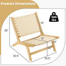 Teak Wood Patio Chair Armless with Webbing Seat and Backrest-Natural by DirectDeals