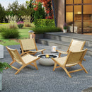 Teak Wood Patio Chair Armless with Webbing Seat and Backrest-Natural by DirectDeals