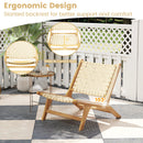 Teak Wood Patio Chair Armless with Webbing Seat and Backrest-Natural by DirectDeals
