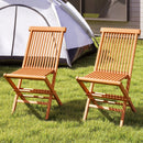 Teak Wood Patio Chairs Set of 2 with High Back and Slatted Seat by LJGDeals