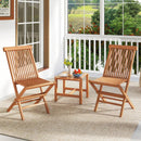 Teak Wood Patio Chairs Set of 2 with High Back and Slatted Seat by LJGDeals