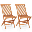 Teak Wood Patio Chairs Set of 2 with High Back and Slatted Seat by LJGDeals