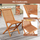 Teak Wood Patio Chairs Set of 2 with High Back and Slatted Seat by DirectDeals