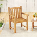 Teak Wood Patio Dining Chair with Slatted Seat Backrest and Solid Legs by DirectDeals