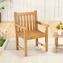 Teak Wood Patio Dining Chair with Slatted Seat Backrest and Solid Legs by LJGDeals