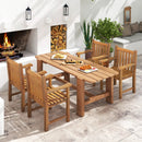 Teak Wood Patio Dining Chair with Slatted Seat Backrest and Solid Legs by LJGDeals