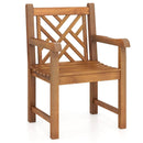 Teak Wood Patio Dining Chair with Slatted Seat Cross-Rhombus Backrest and Solid Legs by LJGDeals