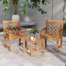 Teak Wood Patio Dining Chair with Slatted Seat Cross-Rhombus Backrest and Solid Legs by LJGDeals