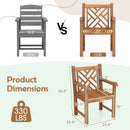 Teak Wood Patio Dining Chair with Slatted Seat Cross-Rhombus Backrest and Solid Legs by LJGDeals