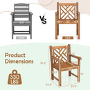 Teak Wood Patio Dining Chair with Slatted Seat Cross-Rhombus Backrest and Solid Legs
