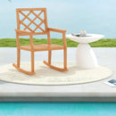 Teak Wood Rocking Chair Oversized Porch Rocker with Backrest and Slatted Seat by LJGDeals