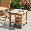 Teak Wood Square Side Table with Open Shelf for Small Space by LJGDeals