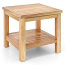 Teak Wood Square Side Table with Open Shelf for Small Space by LJGDeals