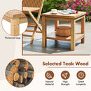 Teak Wood Square Side Table with Open Shelf for Small Space by LJGDeals