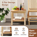 Teak Wood Square Side Table with Open Shelf for Small Space by LJGDeals