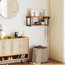 Teak Wood Wall Mounted Floating Shelves with Towel Bar by LJGDeals