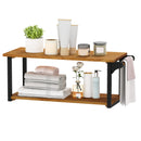 Teak Wood Wall Mounted Floating Shelves with Towel Bar by DirectDeals