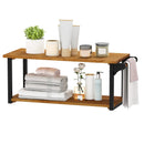 Teak Wood Wall Mounted Floating Shelves with Towel Bar by LJGDeals