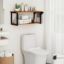 Teak Wood Wall Mounted Floating Shelves with Towel Bar by DirectDeals
