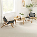 Indoor Outdoor Teak Wooden Chair with Handwoven Cordage Seat and Backrest by LJGDeals