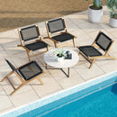Indoor Outdoor Teak Wooden Chair with Handwoven Cordage Seat and Backrest by LJGDeals