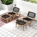 Indoor Outdoor Teak Wooden Chair with Handwoven Cordage Seat and Backrest by LJGDeals