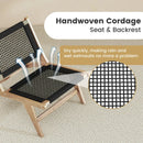 Indoor Outdoor Teak Wooden Chair with Handwoven Cordage Seat and Backrest by LJGDeals