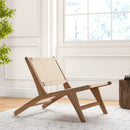Teak Wooden Chair with Braided Rope Seat and Backrest for Backyard by LJGDeals
