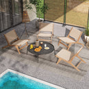 Teak Wooden Chair with Braided Rope Seat and Backrest for Backyard by DirectDeals