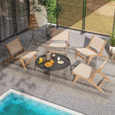 Teak Wooden Chair with Braided Rope Seat and Backrest for Backyard by LJGDeals