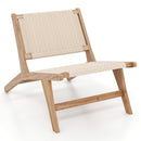 Teak Wooden Chair with Braided Rope Seat and Backrest for Backyard by DirectDeals