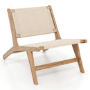 Teak Wooden Chair with Braided Rope Seat and Backrest for Backyard by LJGDeals