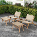 Teak Wooden Chair with Braided Rope Seat and Backrest for Backyard by LJGDeals