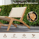 Teak Wooden Chair with Braided Rope Seat and Backrest for Backyard by DirectDeals