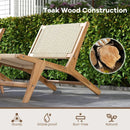 Teak Wooden Chair with Braided Rope Seat and Backrest for Backyard by LJGDeals