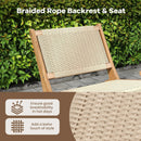 Teak Wooden Chair with Braided Rope Seat and Backrest for Backyard by LJGDeals