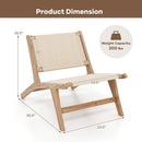 Teak Wooden Chair with Braided Rope Seat and Backrest for Backyard by LJGDeals