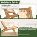 Teak Wooden Chair with Handwoven Rattan Seat and Backrest