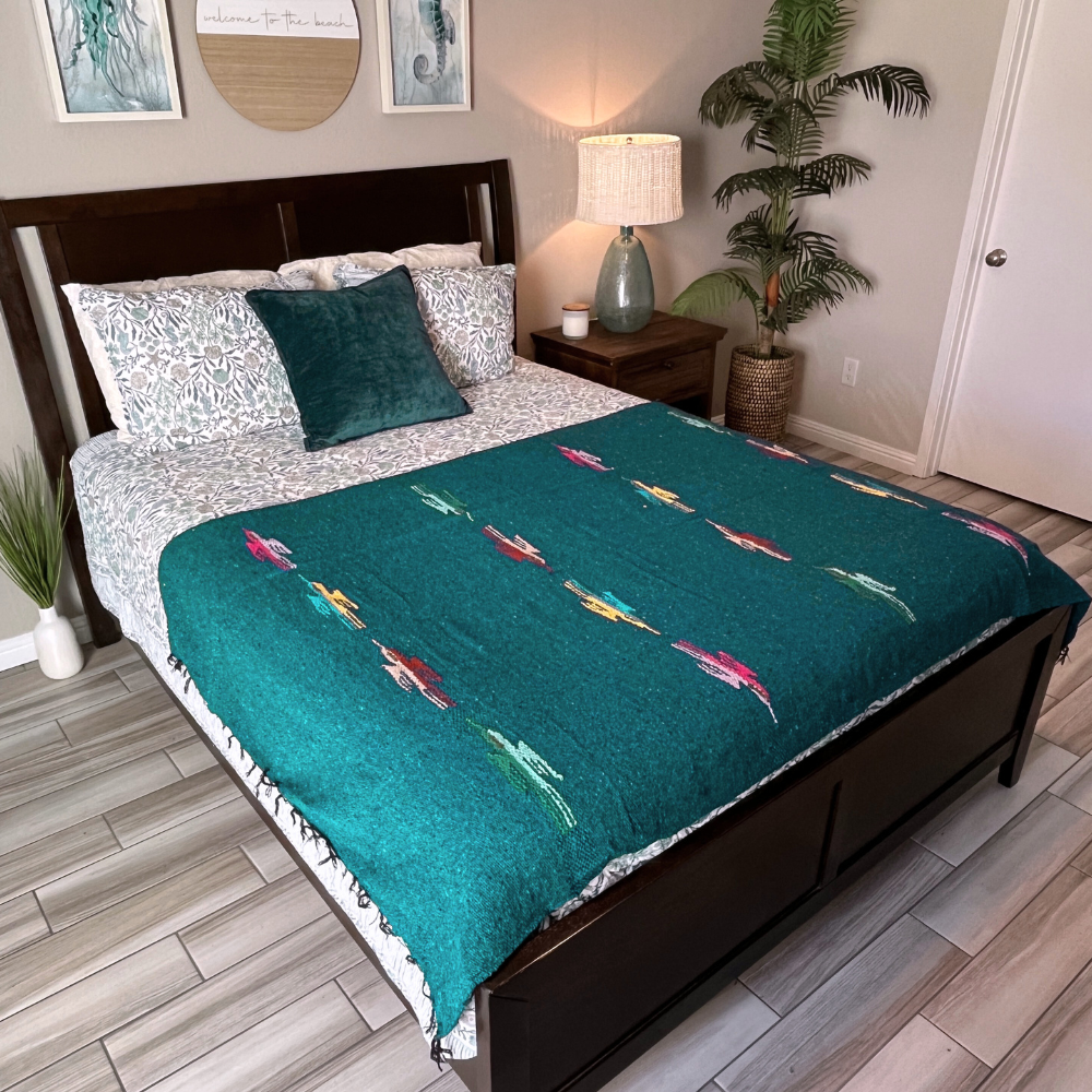 Turquoise Green Baja Thunderbird Blanket, photo 3 of 9