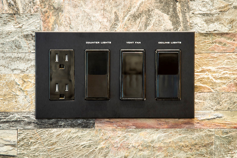 CleanPlate Wall Plate in Jet Black for Rocker Switches