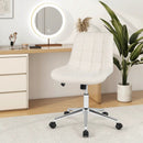 Teddy Fleece Armless Office Chair Makeup Vanity Chair-White by LJGDeals