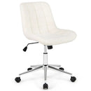 Teddy Fleece Armless Office Chair Makeup Vanity Chair-White by LJGDeals