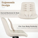 Teddy Fleece Armless Office Chair Makeup Vanity Chair-White by LJGDeals