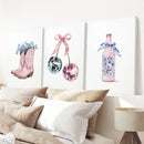 Cherries Disco Ball Preppy Pink Wall Art Prints by Wall Art Set