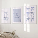 Trendy Blue Bows Preppy Poster Girly Decor Art Set by Wall Art Set