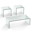 Tempered Glass Coffee Table Set of 3 with 1 Clear Coffee Table and 2 End Tables by LJGDeals