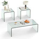 Tempered Glass Coffee Table Set of 3 with 1 Clear Coffee Table and 2 End Tables by LJGDeals