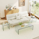 Tempered Glass Coffee Table Set of 3 with 1 Clear Coffee Table and 2 End Tables by LJGDeals