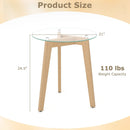 Tempered Glass End Table Round with Solid Rubber Wood Structure by LJGDeals