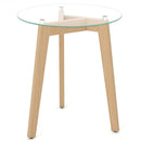 Tempered Glass End Table Round with Solid Rubber Wood Structure by LJGDeals